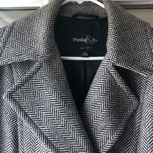 Herringbone long dbl breasted coat!